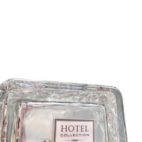 Hotel Collection Square Cut Glass Bath Storage Bin Q-Tip Cotton Balls Silver Top - Picture 2 of 3